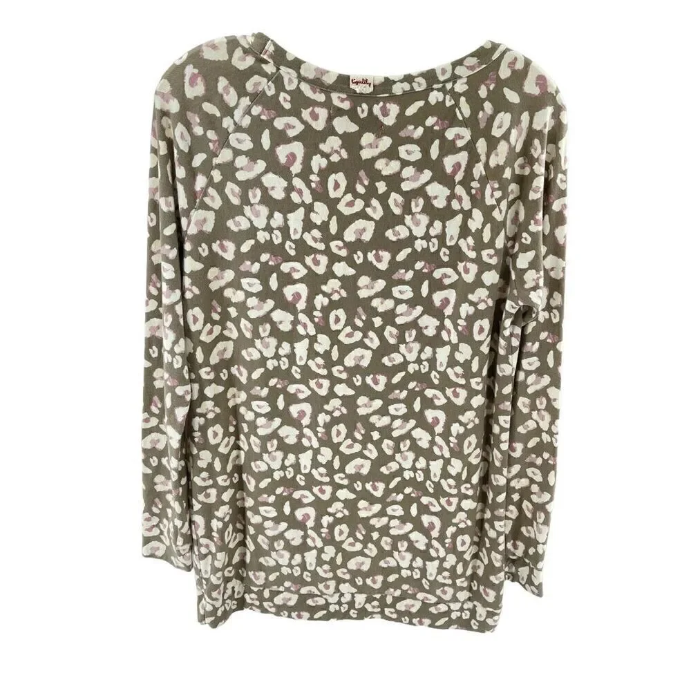 Tigerlily stretch cotton modal leopard print animal tunic mini dress sweatshirt